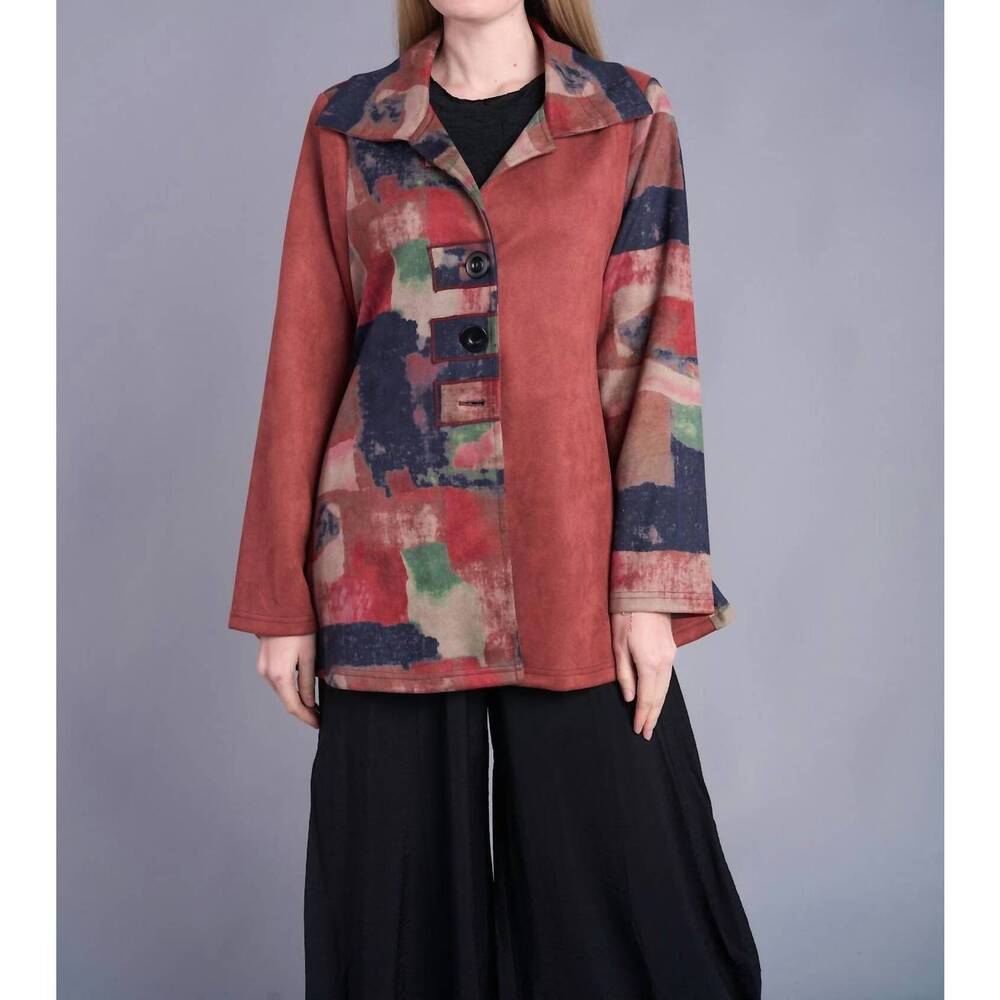 NEW SHANA APPAREL suede mix media jacket in rust